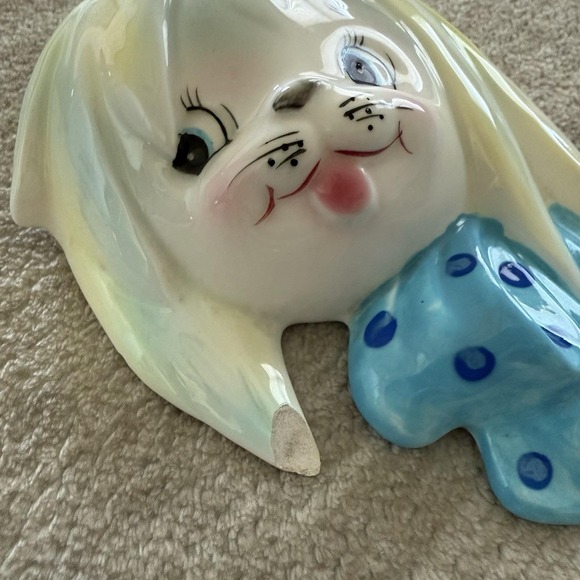 RARE HTF Vintage Lefton Mr. & Mrs. Toodles Maltese Wall Pockets - Picture 10 of 12